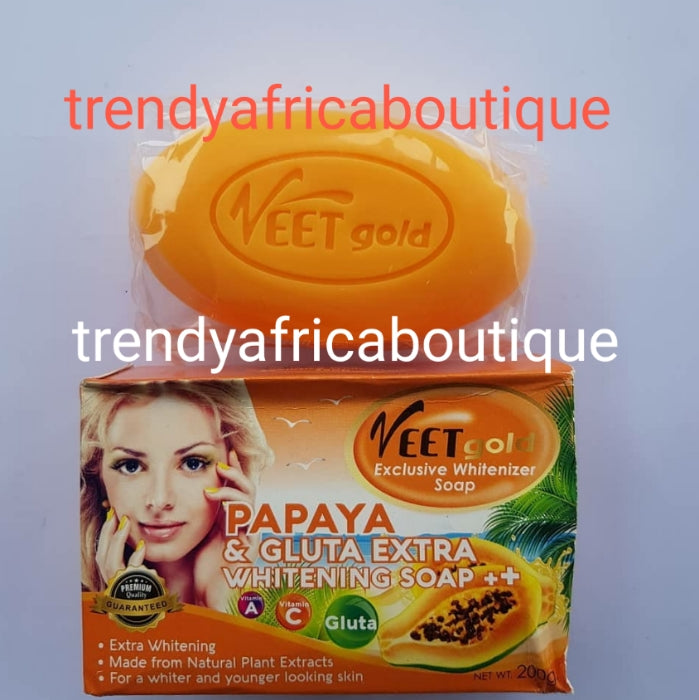 3pc. Set: Veet gold exclusive whitening body lotion, papaya & nano white, papaya soap and veetgold hot gel xtra whitening miracle cream. Body lotion is 400ml x1. HYDROQUINOUN FREE