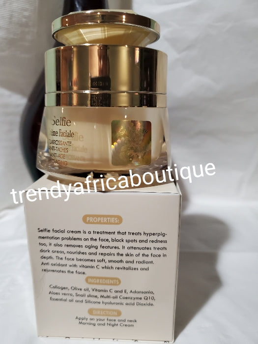 4pcs set of Lait selfie 24h booster tone body lotion 500ml, soap,serum & face cream. Achieve uniform stainless and natural whitening skin glow with modern whitening natural ingredients. Glutathion, Arbutin + collagen. 100% satisfaction