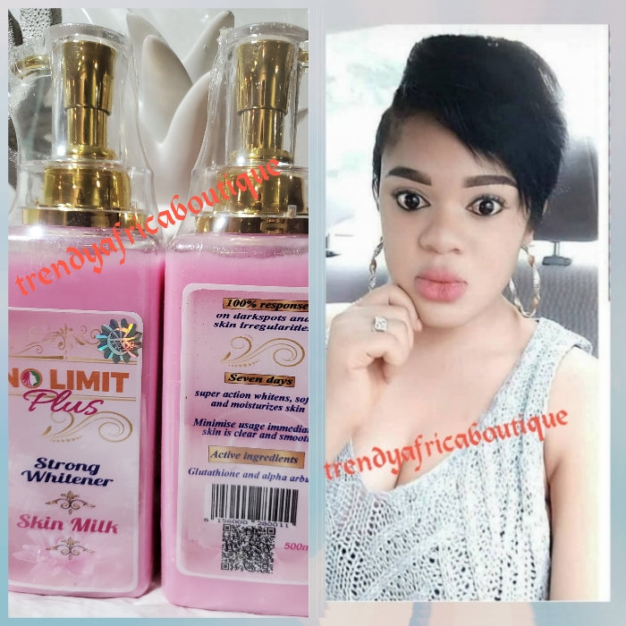Combo 4 pcs set of NO LIMIT Plus body lotion, strong facial whitening face cream, face soap and whitening black soap.Soften and moisturize. 100% response on darks spots, pimples and acne. 7 days Action