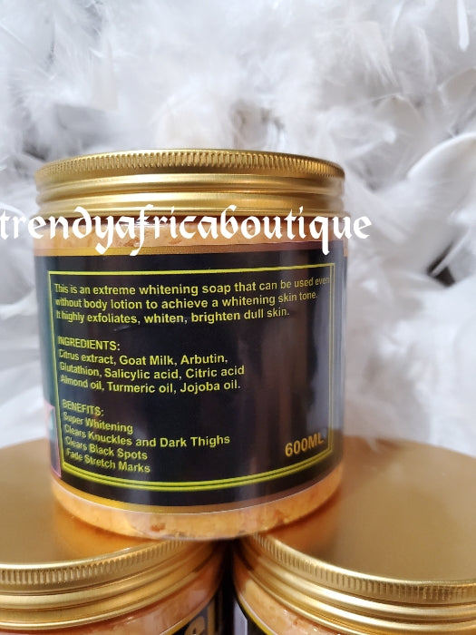X 2 jar sale: Oshaprapra Glitz Luxery 5D molato half-cast whitening/treatment Molato soap body. Strong Organic Formula. Clears Knuckles, stretch marks & more. 600g jar x 2.
