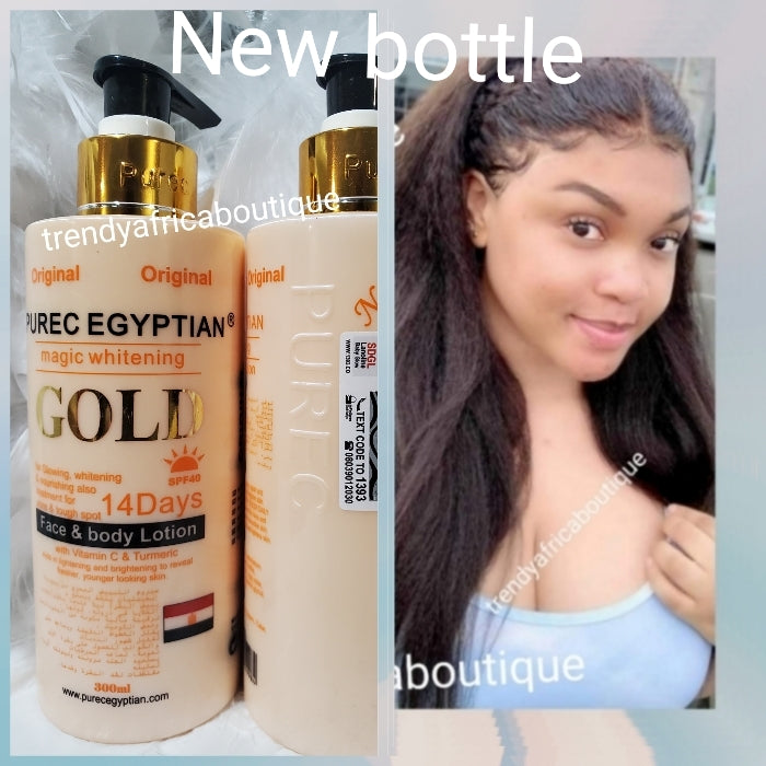4pcs. Set NEW ORIGINAL Purec Egyptian Whitening Lotion, Purec ORGANIC FORMULAR serum 120ml, face cream and exfoliating shower gel L-Glutathion, Tumeric, AHA, KOJIC