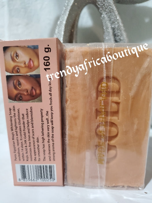 Original purec Egyptian whitening face and body soap with L-Glutathion, vit. C and turmeric 160g bar x1. Anti black spot, skin glowing and firmimg