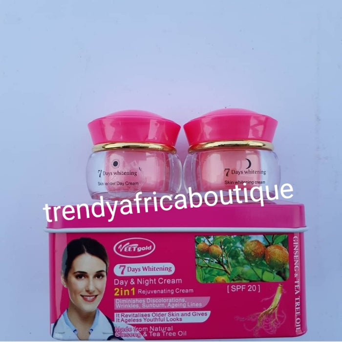 Veet Gold 2 in 1 verjüngende Gesichtscreme für Tag und Nacht, gegen Sonnenbrand, feine Linien und Fältchen. Formuliert mit Ginseng und Teebaum.