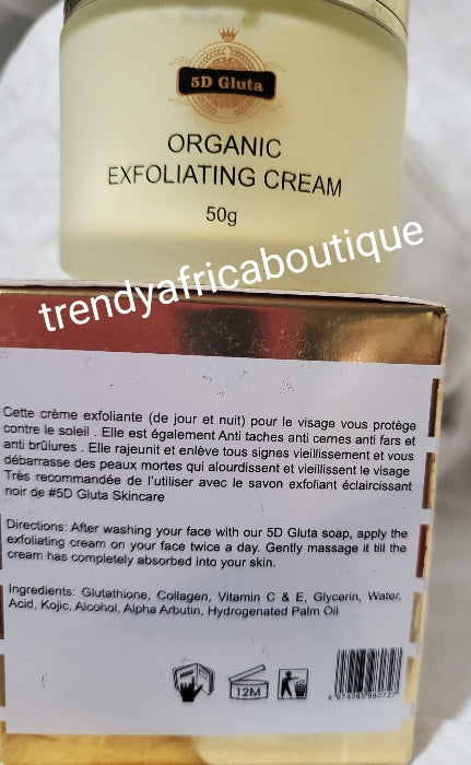 5D Gluta organic exfoliating face cream. Formulated with glutathion powder, collagen & vitamins 50gx 1