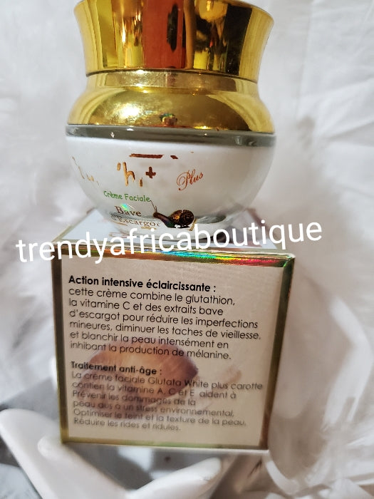 Gluta White PLUS anti ageing whitening face cream with snail slime. 50gx 1. Intense Ecclaircissant