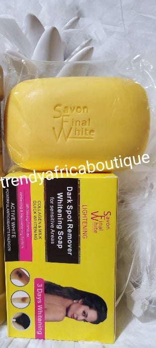 Authentic final body lotion. Anti ageing, anti marks, & spots + final white dark spots remover soap. 100% satisfaction results New advanced formula contains plant extracts that evens and maintain your natural skin tone.