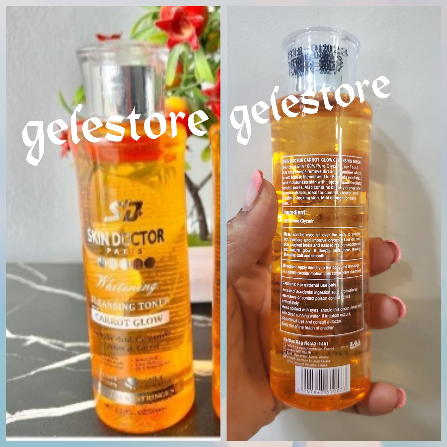 Spf 45; Skin Doctor Paris whitening cleansing face toner for face & neck. With salicylic acid, lemon & carrot extracts 200ml x 1 bottle. Super whitening and glowing