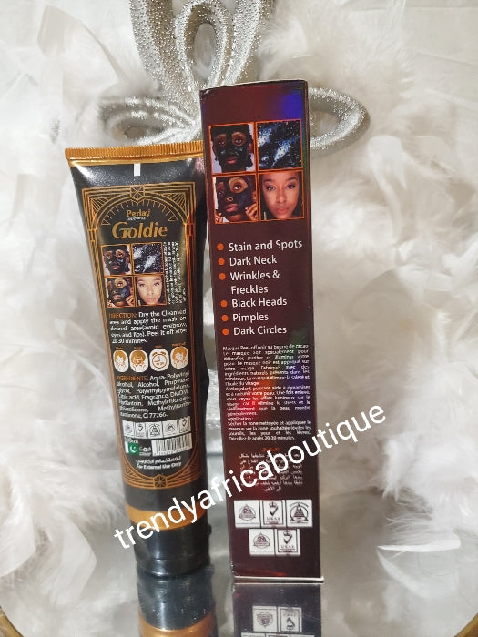Perlay Goldie black peel off Mask. Rejuvenating with coco butter. Pearl shine for all type. 100% AUTHENTIC.