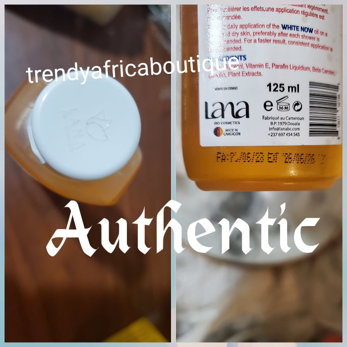 6 bottles sale: Wholesale deal: x 6 bottles ORIGINAL LANA White Now huile Clarifiante super Rapid, triple action serum/oil 125m x 1 bottle. Formulated with beta carotein, fruit acid for all skin types