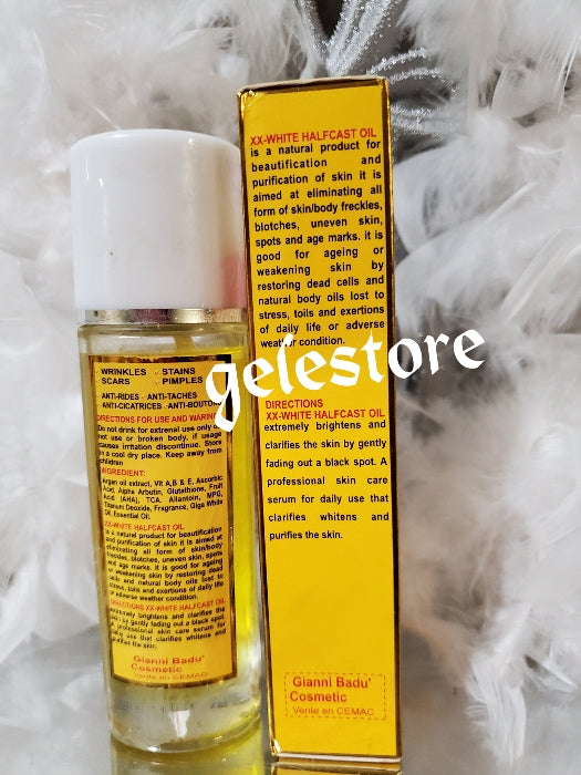 RWT Skin Free Piment Half Cast Oil 5 Tage schnelle Wirkung mit Vitamin B3. EXTREME WHITENING OIL 60ML X 1. Formulierter Arganextrakt, Vit. A, B & E, GLUTATHION & ARBUTIN, FRUCHTSÄURE, AHA. Extra aufhellendes Öl, 60 ml x 1 Flasche.