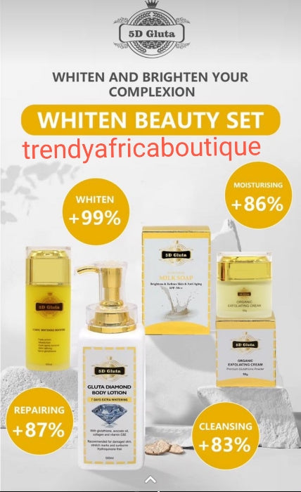 5D Gluta Diamond Body Lotion, booster serum, face cream + soap combo s   Trendy Africa Boutique