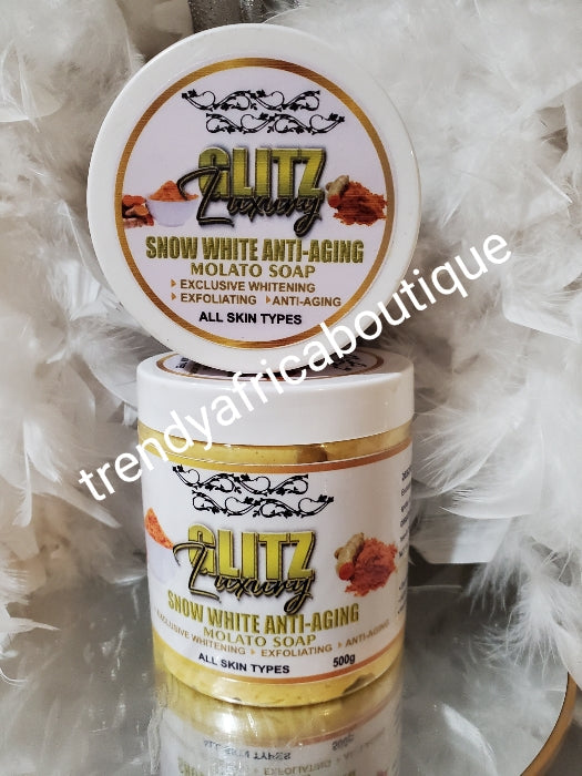 👌🔥🔥2pcs BANGA!! Glitzluxury Snowwhite anti-aging Molato Soap 500g  plus Snow White talking oil 250ml triple action whitening combo