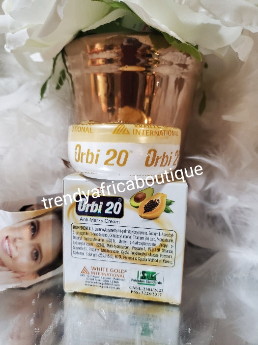X 3 jar sale: AUTHENTIC Orbi 20 anti-marks face cream with papaya & avocado extracts. X 3. use this only at NIGHT. Anti blemishes face cream 💯 AUTHENTIC 👌.