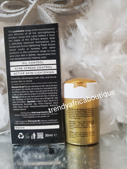 Q7 paris Luminaire triple action face & body serum for oily prone skin. Salicylic acid and Niacinamide 30mlx 1