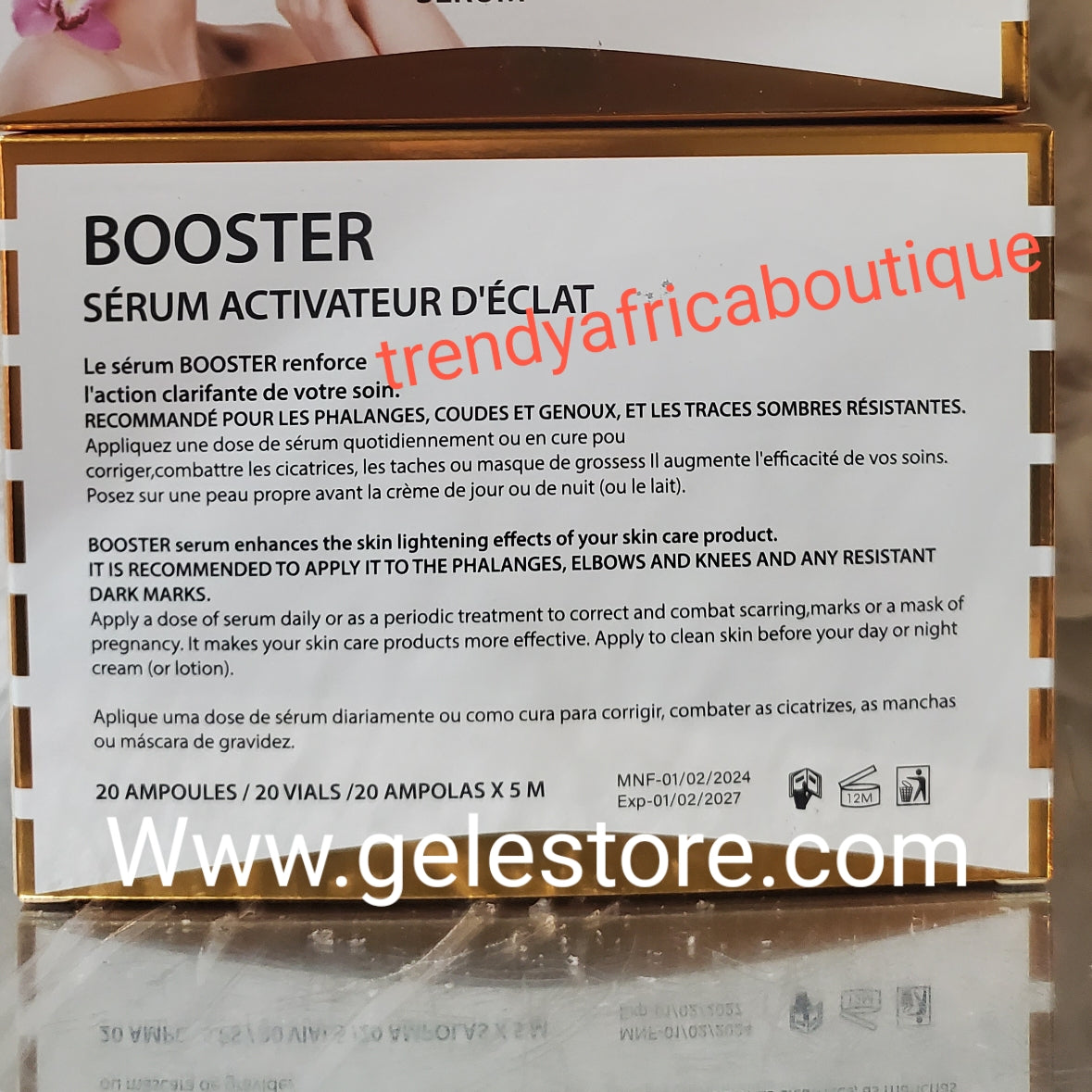 Another BANGA! X 1 box of 20 tubes sale: Glitzluxury BOOSTER brightening activator serum with papaya extract. Sturborn knuckles, dark underarms etc. 👌👌👌.