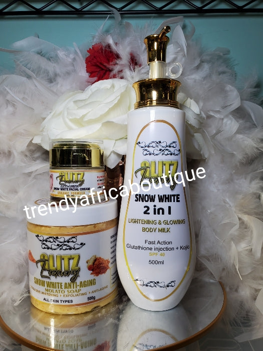 glutathione injection molato soap is a lightening soap which is formulated with natural ingredients to give you a lighter flawless skin, #whiteningsoap #ibadanbabe #ibadanvendors #Ibadan market 3pcs. Great Results: Glitzluxury Snowwhite