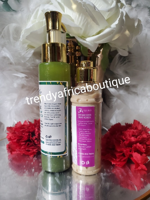 3pcs set: Glitzluxury 10X EXTRA WHITENING TREATMENT BLACK SOAP. 💯 ORGANIC 7 days Action, body repair treatment oil & Whitening Crude kenacol. ALL ORGANIC 💯🔥🔥🔥