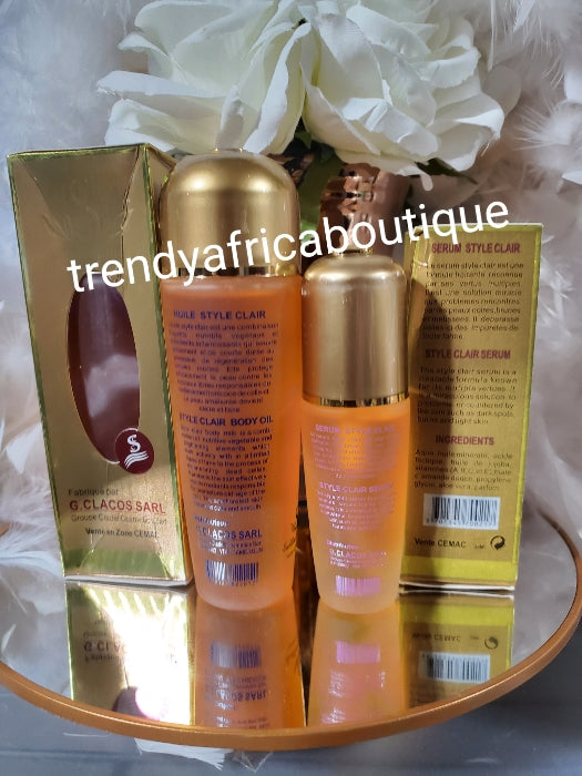 2pcs Style Clair miracle lightening treatment serum & oil. Lightening treatment solution, anti aging for all skin types. Formulated with vitamins to nourish your skin