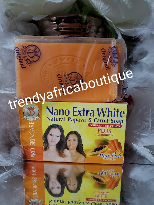 X 6 soap: AUTHENTIC Nano Extra white natural papaya & carrot soap. Glutathion 💯 AUTHENTIC. Wholesale price