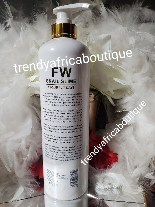 Faster white paris exfoliating luxury shower milk. Multi vitamin lightening shower gel with snail slime extracts 1000ml. hydroquinone FREE!!