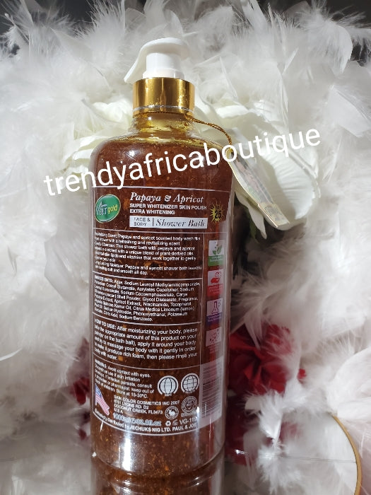 Veetgold papaya & Apricot super whitenizer skin polish & whitening shower gel face and body 1000ml x 1. MAXI WHITE shower gel