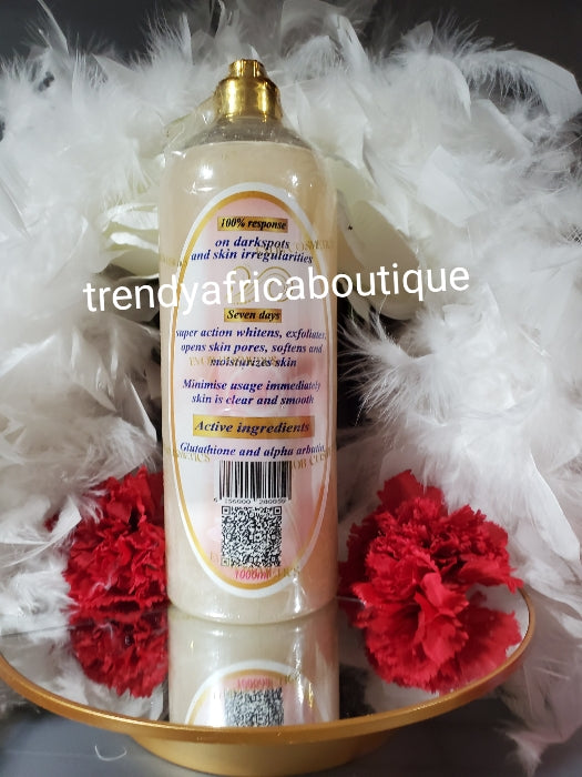 BACK IN STOCK: NO LIMIT 3 IN 1 shower cream for a flawless whitening complexion. 1000ml strong Whitener, 100% satisfaction ln 7 days! Top of the line body wash with triple action: exfoliates, whitens and moisturizes