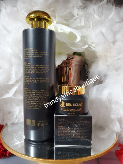 New products alert!!! 3pcs Bel Eclat Exclusive Active intense unifying & illuminating booster lotion, serum, & 24hrs radiance face cream. 💯 organic formula 👌