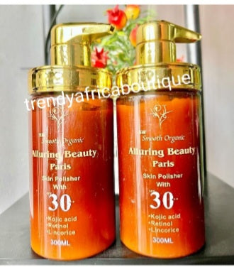 2pcs. Set; New product alert; SMOOTH ORGANIC ALLURING BEAUTY PARIS body polisher body milk with spf 30. Plus Facial whitening & spot remover cream. 50gx 1