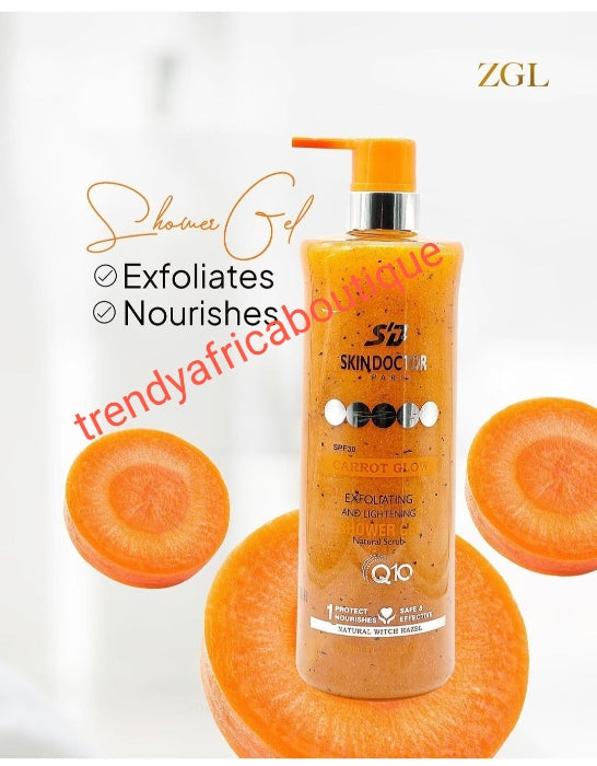 New Banga: Skin Doctor paris carrot glow lightening & exfoliating shower gel ENHANCED with essential oil 1000ml x 1Shower ge spf 30. Nourishes the skin with natural glow