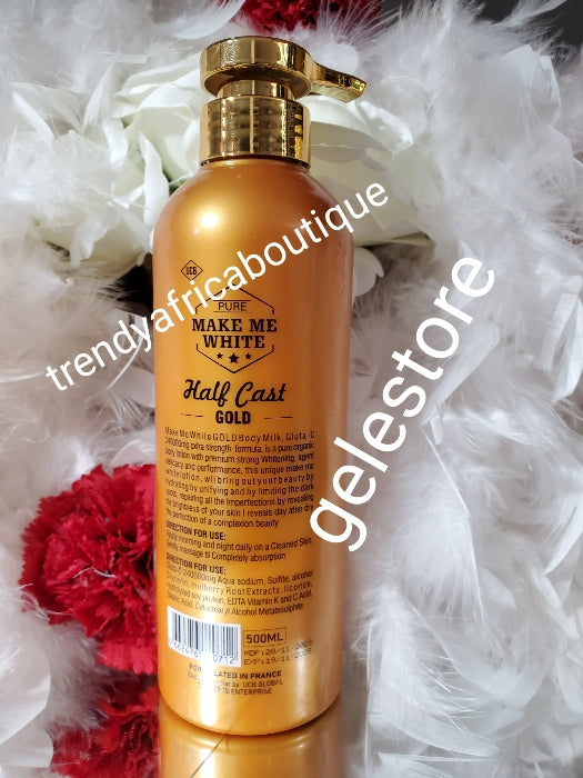 Another BANGA👌, Pure Make Me White half cast GOLD 5 DAYS ACTIVE Extra strong Whitening body milk with gluta rose. Triple strenght formula with GLUTA-C 500ml x 1 body lotion 👌 💯 satisfaction,