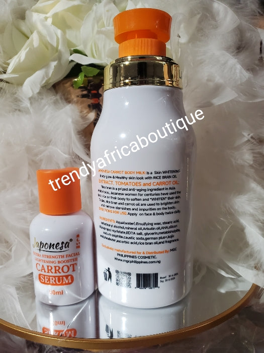 2pcs. Set: New Banga: Japonesa Carrot body talking lotion & serum combo. Strong whitening dark spots, blemishes remover 👌 formulated with carrot & tomatoes extracts