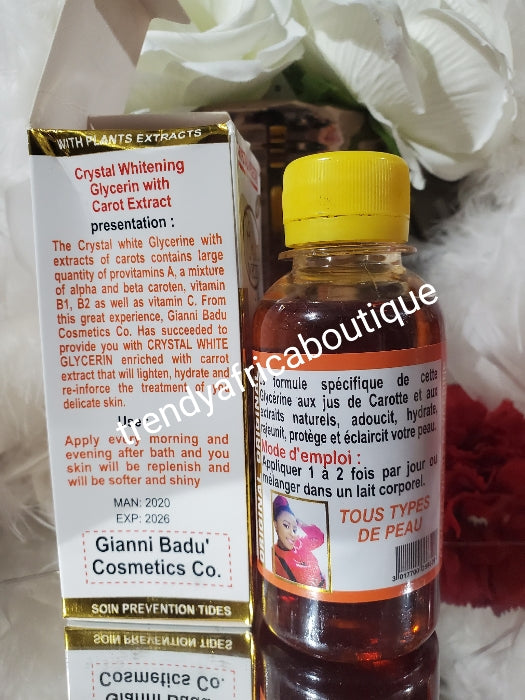 RWT Crystal White glycerin with carrot extracts Skin lightening with sun screen protection & vitamin E. 125mlx 1. QUICK SOLUTION