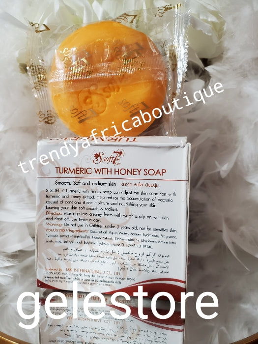 2 bar soap sale: Soft 7 Turmeric with honey exfoliating Soap. Anti dark spots. Super glowing soap. Use 2 or 3 times a week.