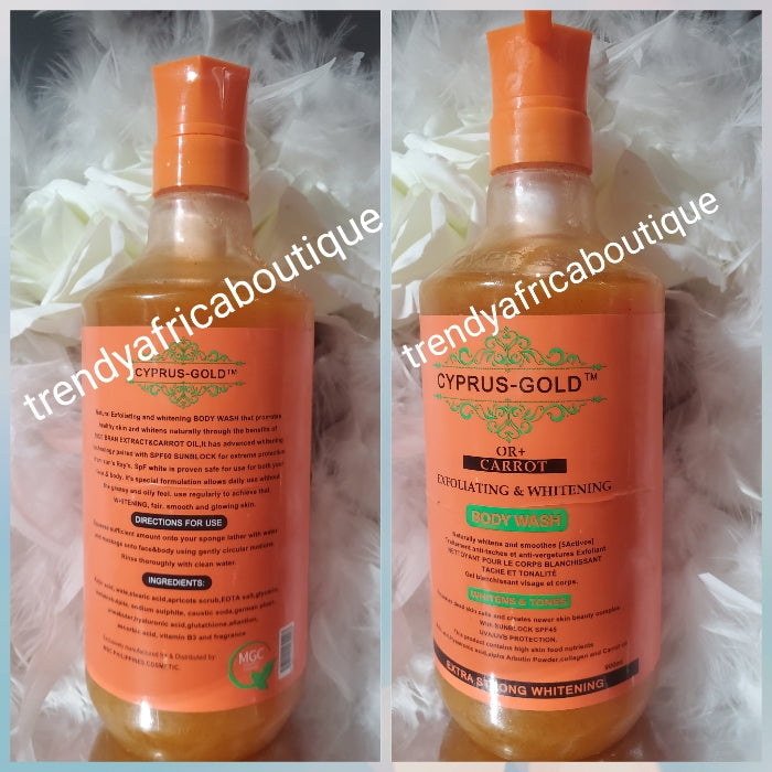 Another Banga: Cyprus-gold skin treatment exfoliating & whitening shower gel with rice bran & carrot oil. Spf60 protection 900ml x 1 bottle
