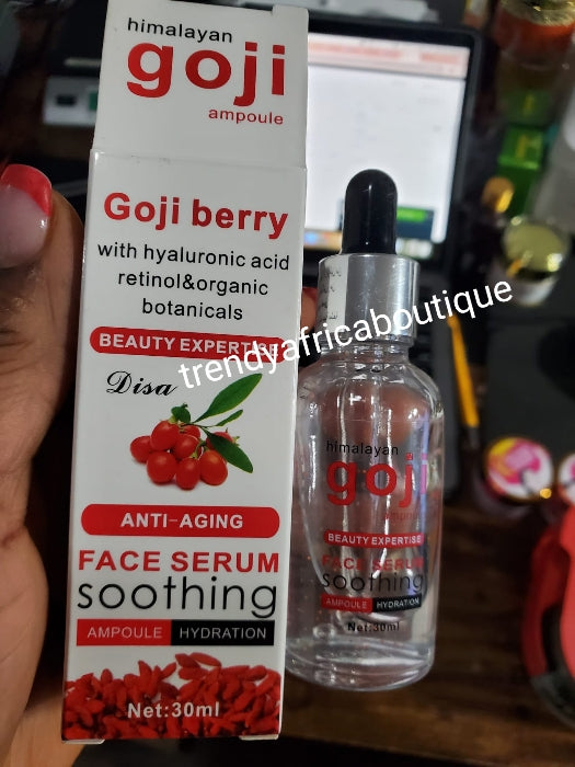3-teilige Kombination: DISA Goji Berry Anti-Aging, Anti-Falten-Gesichtscreme, Seife und Gesichtsserum. Formuliert mit Hyaluronsäure, Retinol etc. Für alle Hauttypen