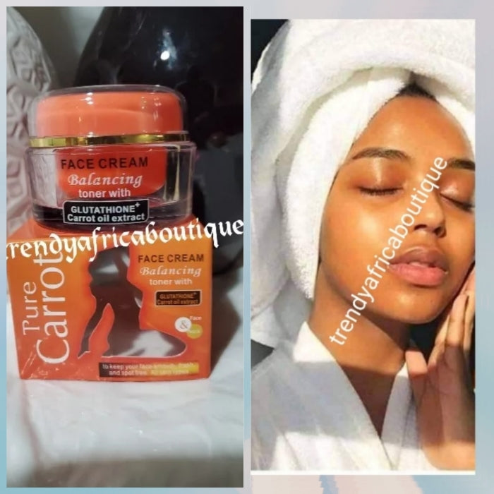 Pure Carrot face cream Balancing toner 50g. Formulated with glutathion   Trendy Africa Boutique