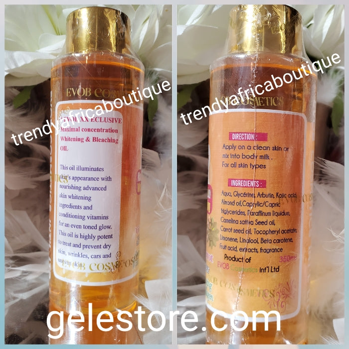 Kombination: EVOB XX EXKLUSIVES SUPER-WEISSENDES & GLÄNZENDES KÖRPERSPRECHENDES ÖL 350 ml + doppelwirkende Peeling-Molato-Seife mit Kollagen 500 g