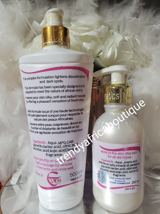 ORIGINAL!! 4pcs set: Madam white Exclusive flawless skin set; whitening, brightening Body Lotion 250ml, serum 60ml& face cream 60g and shower gel 500ml.