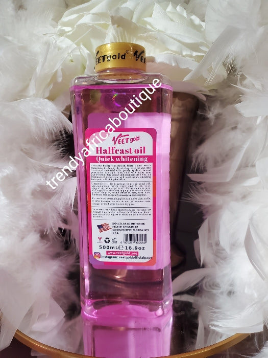 X 1 Authentic New veetgold halfcast oil. Face & body 7 days glowing & whitening, repair, anti-aging 500ml x 1.