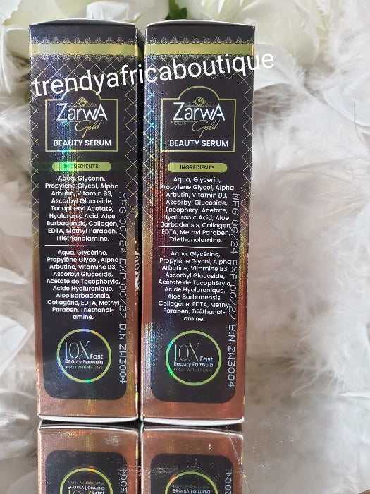Small but mighty BANGA!!! Zarwa Gold Beauty serum, 10X fast brightening formula for a radiant & glowing face. Just 10ml x 1.