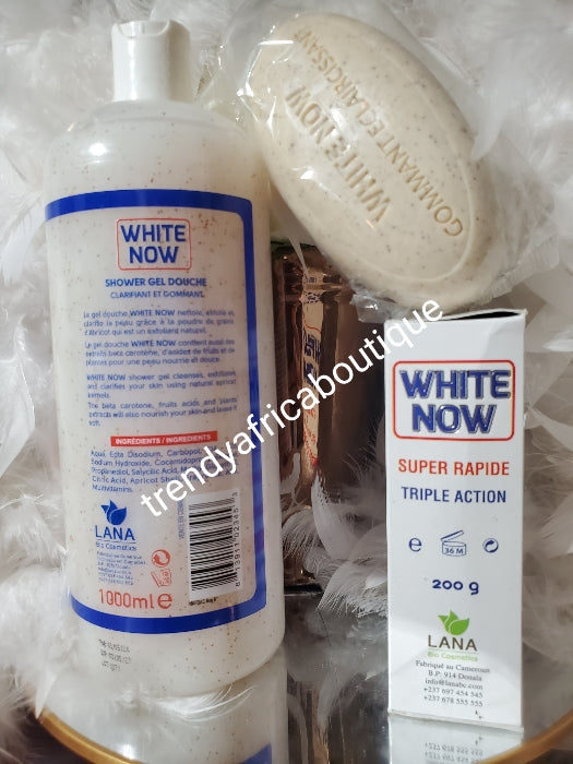 2pcs set: New product ALERT; Authentic LANA white Now shower gel ( gel douche) super skin whitening & exfoliating shower gel & bar Soap. Triple action with fruit acid, carotene, plants extracts👌👌