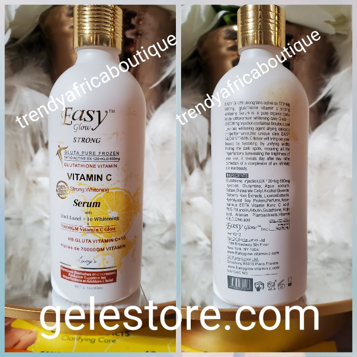 Another banga! Easy glow strong whitening serum. 10x whitening with glutathione & vit. C. Removes blemishes & radiance. 100ml x 1