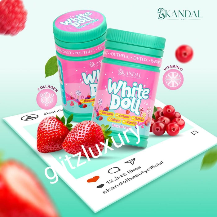 BACK IN STOCK New product alert: Skandal White Doll whitening, antioxidants, smooth, youthful, radiant complexion, anti acne and spots supplements 800gx1 jar sale. U.S.AUTHORISED DISTRIBUTOR!!