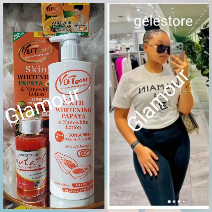 2pc. Set: Veet gold exclusive whitening body lotion, papaya