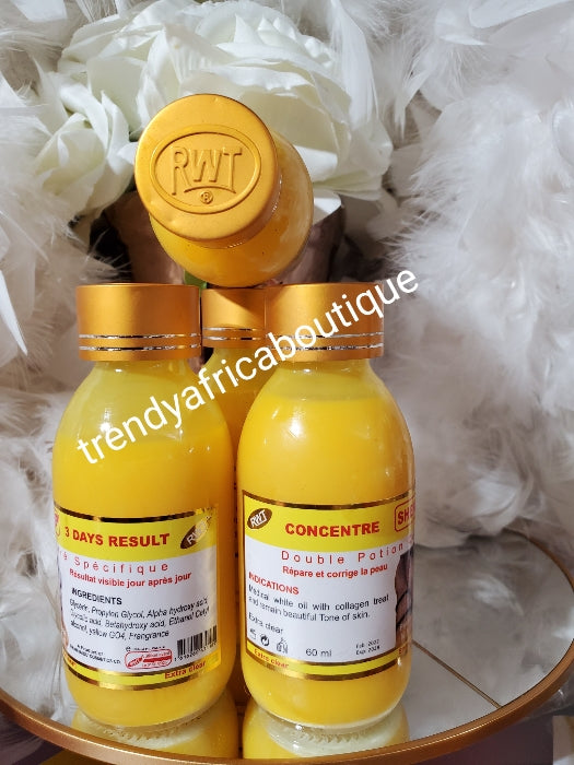 Another Banga serum concentre. Sheric RWT Double portion whitening concentre. Yellow sisi under tone!! days Results. 60ml x 1. FOR PROMIX👌👌 💯 AUTHENTIC. Formulated with collagen