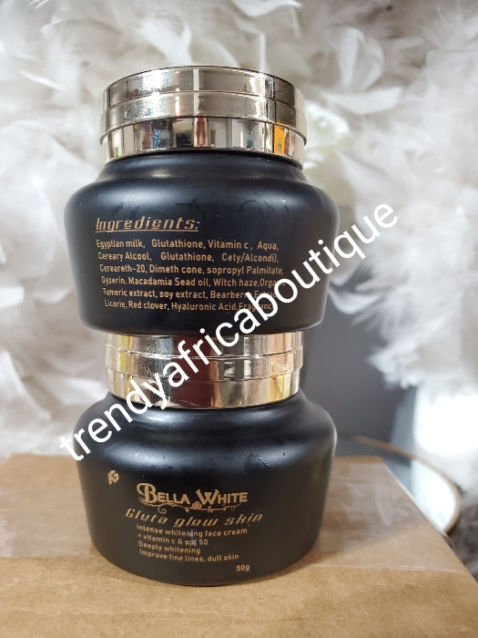 Another Banga: Bella white Gluta Glow skin intense whitening face cream with egyptian milk, papaya, vit. C Pure natural formula with spf50. anti aging, anti wrinkles, 50ml x 1