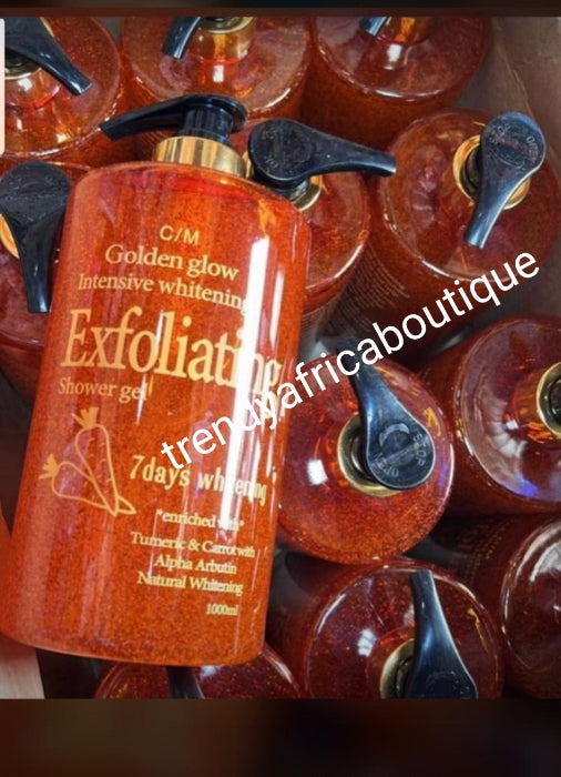 Extra aufhellendes Duschgel mit reinem ägyptischem Zaubergold. Mit Karotten + Eigelb und Glutathion, Ascorbinsäure + Kollagen 1000mx1l