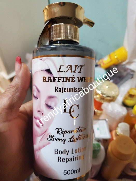 Original lait Raffine White Stark aufhellende und reparierende Körperlotion 500 ml und Raffine White super aufhellendes Anti-Flecken-Serum 100 ml. Mit Glutathion, Alpha-Arbutin, Mandelöl, Vitamin C & Kollagen 👌👌👌