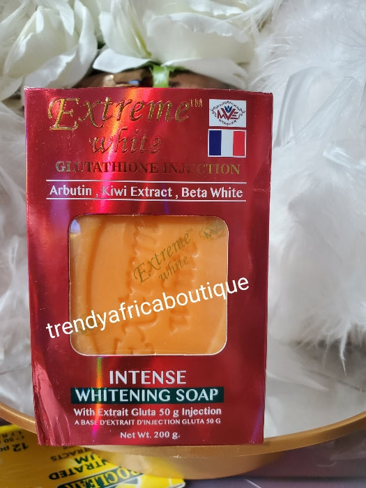 One soap sale: Extreme white strong intense whitening soap for face & body . Arbutin, kiwi extracts, carrot oil. 200g x 1. Super effective