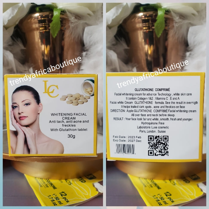 2pcs set :Original lait teint Diamant Glutathion comprime whitening body lotion 500ml & Face Cream Formulated with glutathion tablet, alpha arbutin, Vitamin C to give you that natural whitening glow